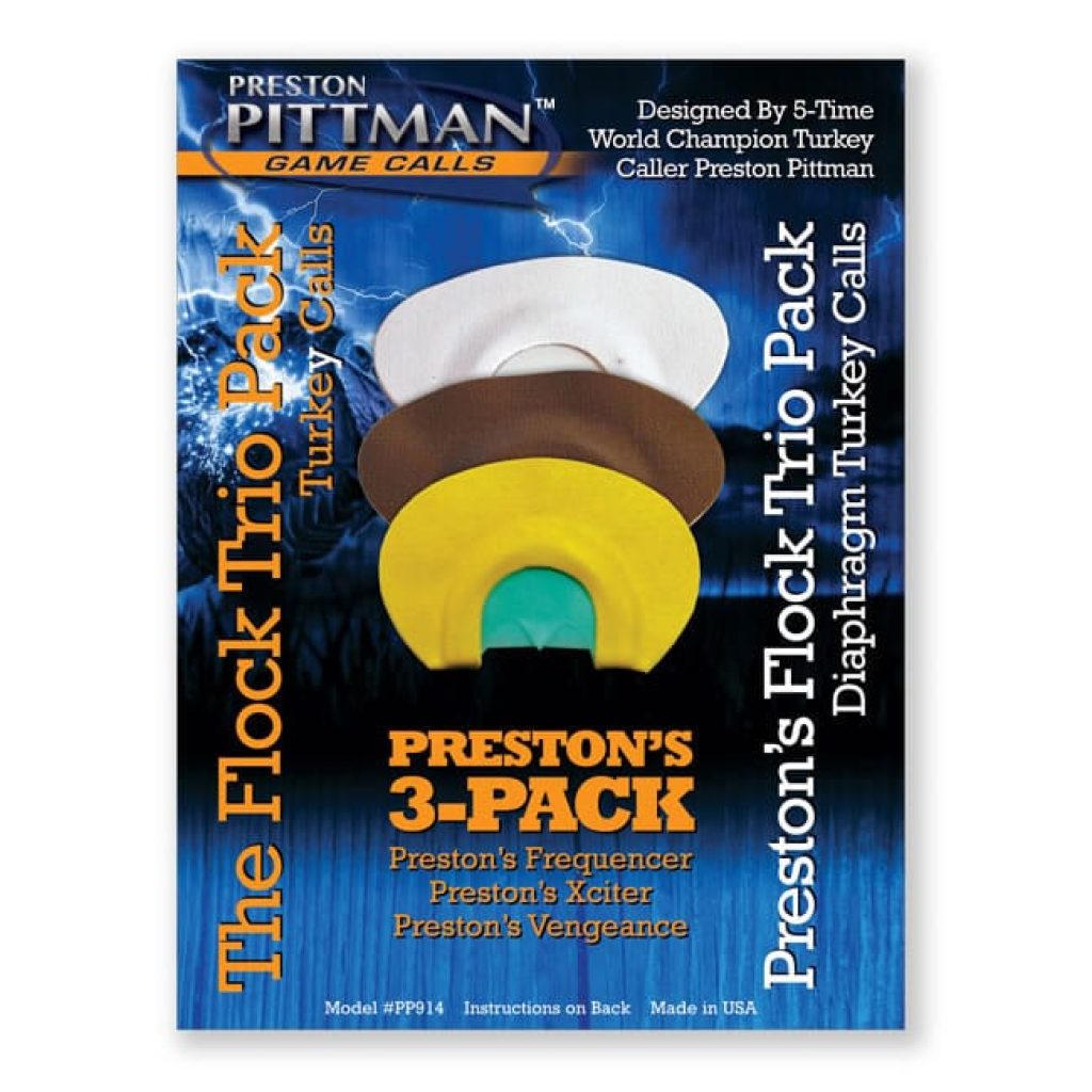 Preston’s Flock Trio Pack with Frequencer, Exciter, and Vengeance turkey calls